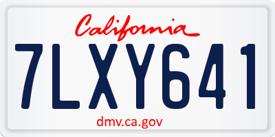 CA license plate 7LXY641