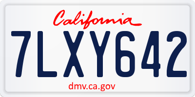 CA license plate 7LXY642