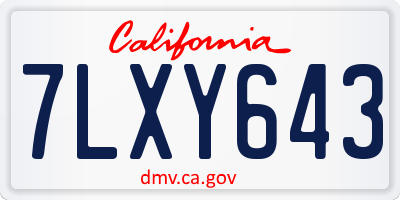 CA license plate 7LXY643