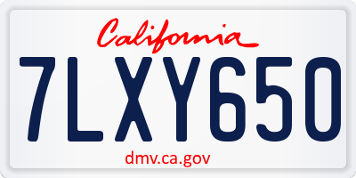 CA license plate 7LXY650