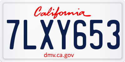 CA license plate 7LXY653