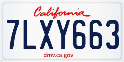 CA license plate 7LXY663