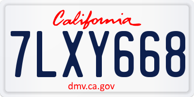 CA license plate 7LXY668