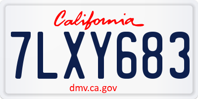 CA license plate 7LXY683