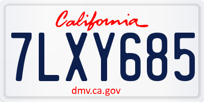CA license plate 7LXY685