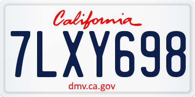 CA license plate 7LXY698