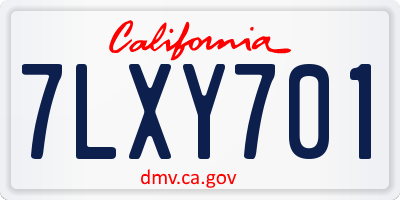 CA license plate 7LXY701