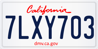 CA license plate 7LXY703