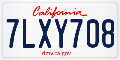 CA license plate 7LXY708