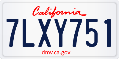 CA license plate 7LXY751