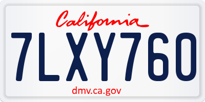 CA license plate 7LXY760