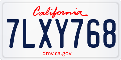 CA license plate 7LXY768