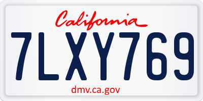 CA license plate 7LXY769