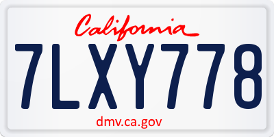 CA license plate 7LXY778