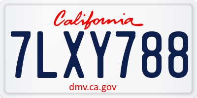 CA license plate 7LXY788