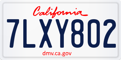 CA license plate 7LXY802