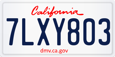 CA license plate 7LXY803