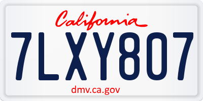 CA license plate 7LXY807