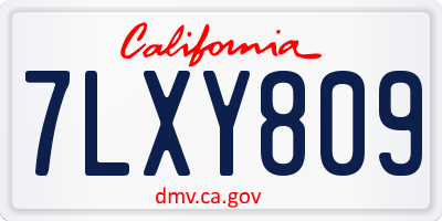 CA license plate 7LXY809