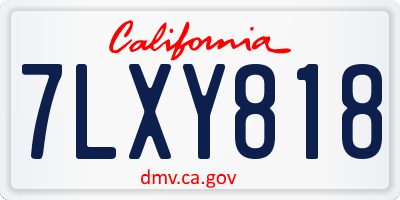 CA license plate 7LXY818