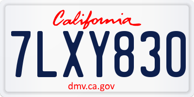 CA license plate 7LXY830