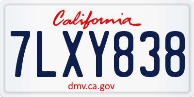 CA license plate 7LXY838