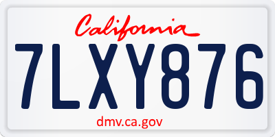 CA license plate 7LXY876