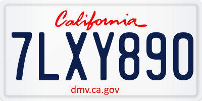 CA license plate 7LXY890
