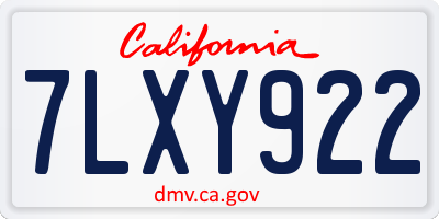 CA license plate 7LXY922