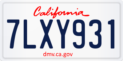 CA license plate 7LXY931