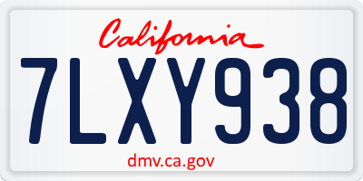 CA license plate 7LXY938