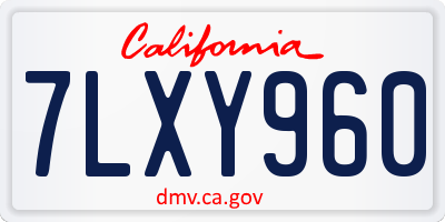 CA license plate 7LXY960