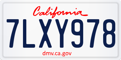 CA license plate 7LXY978