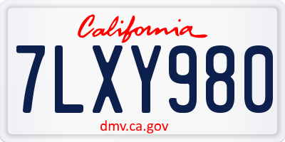 CA license plate 7LXY980