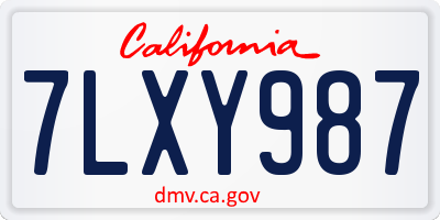 CA license plate 7LXY987