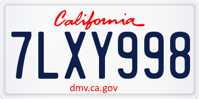 CA license plate 7LXY998
