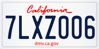 CA license plate 7LXZ006
