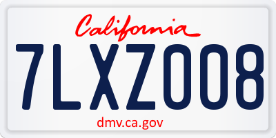CA license plate 7LXZ008