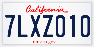 CA license plate 7LXZ010