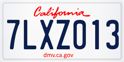 CA license plate 7LXZ013