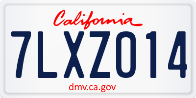 CA license plate 7LXZ014