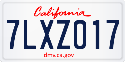 CA license plate 7LXZ017