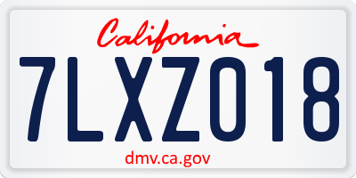 CA license plate 7LXZ018