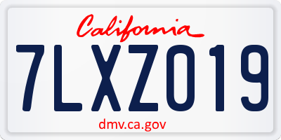 CA license plate 7LXZ019