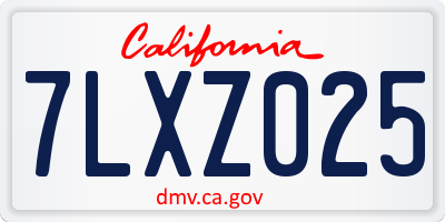 CA license plate 7LXZ025
