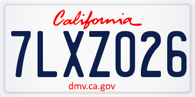 CA license plate 7LXZ026
