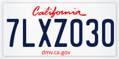 CA license plate 7LXZ030