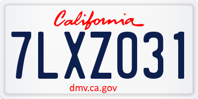 CA license plate 7LXZ031