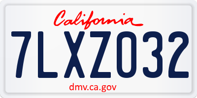 CA license plate 7LXZ032