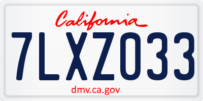 CA license plate 7LXZ033